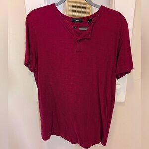 Theory Men's Burgundy Short Sleeve Henley